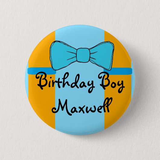 Gepersonaliseerde Birthday Boy Suspenders en Bow s Ronde Button 5,7 Cm (Voorkant)