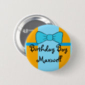 Gepersonaliseerde Birthday Boy Suspenders en Bow s Ronde Button 5,7 Cm (Voorkant /achterkant)