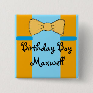 Gepersonaliseerde Birthday Boy Suspenders en Bow s Vierkante Button 5,1 Cm