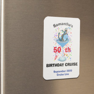 Gepersonaliseerde Birthday Cruise Anchor Cocktail Magneet