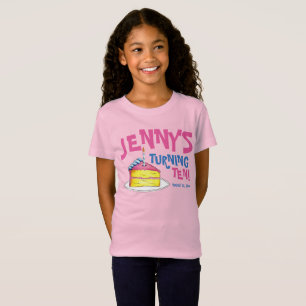 Gepersonaliseerde 'Birthday Party Favor Pink Cake T-shirt