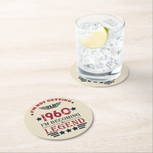 Gepersonaliseerde  birthday rood blauw ronde kartonnen onderzetter