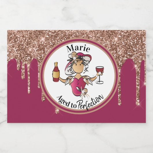 Gepersonaliseerde 'Birthday Toast Favor' Sparkling Wijnetiket (Enkel label)