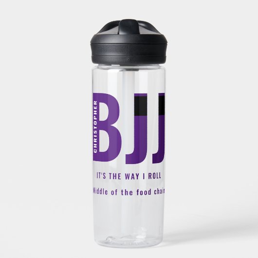 Gepersonaliseerde BJJ Way I Roll Jiu Jitsu Paarse Waterfles (Voorkant)