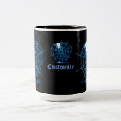 Gepersonaliseerde Black & Blue Spin Web Mok (Center)