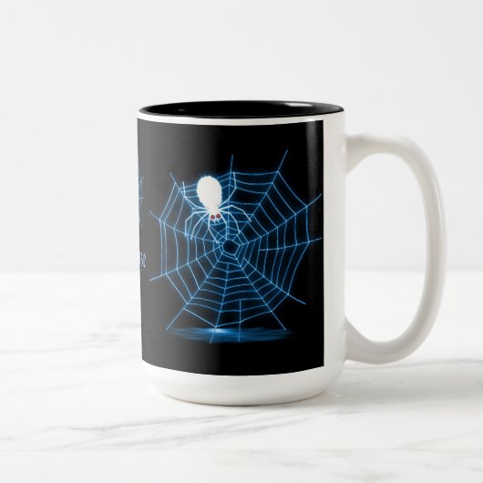 Gepersonaliseerde Black & Blue Spin Web Mok (Rechts)