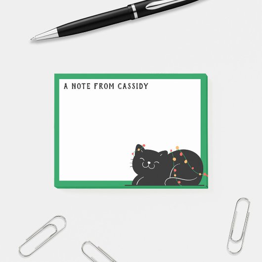 Gepersonaliseerde Black Cat Christmas Post-it® Notes