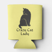 Gepersonaliseerde Black Cat Crazy Cat Lady Geel Blikjeskoeler (Achterkant)
