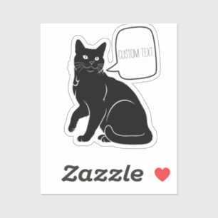 Gepersonaliseerde Black Cat Speech Bubble Laptop Sticker