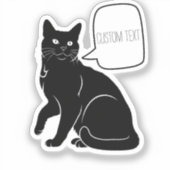 Gepersonaliseerde Black Cat Speech Bubble Laptop Sticker (Voorkant)