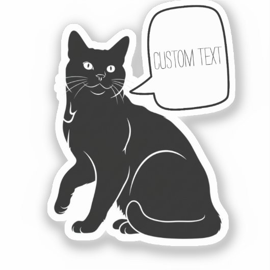 Gepersonaliseerde Black Cat Speech Bubble Laptop Sticker (Voorkant)
