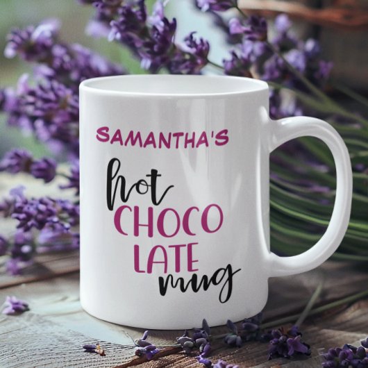 Gepersonaliseerde Black Fuchsia Hot Chocolate Mok