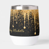 Gepersonaliseerde Black Gold Dripping Glitter Verj (Achterkant)
