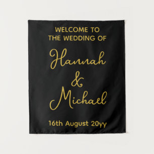 Gepersonaliseerde Black Gold Welkom bij Wedding Fa Wandkleed