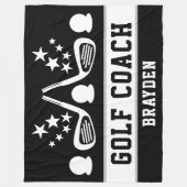 Gepersonaliseerde Black Golf Coach Naam Fleece Deken (Voorkant)