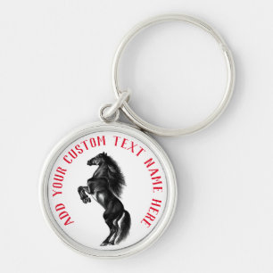 Gepersonaliseerde Black Horse Sleutelhanger met aa