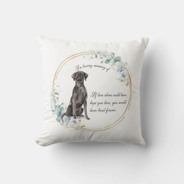 Gepersonaliseerde Black Lab Memorial Kussen (Voorkant)