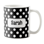Gepersonaliseerde Black Polka Dot Mok