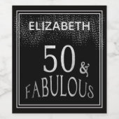 Gepersonaliseerde Black Silver 50 en Fabulous 50th Wijn Etiket (Enkel label)