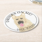 Gepersonaliseerde Black & Tan Duitse herder bruilo Ronde Kartonnen Onderzetter (Gebogen)