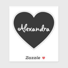 Gepersonaliseerde Black White Heart Naam Sticker
