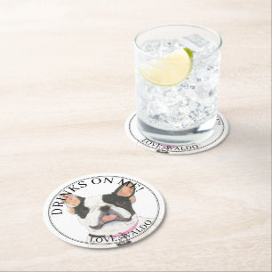 Gepersonaliseerde Black White Pied Frenchie Bulldo Ronde Kartonnen Onderzetter
