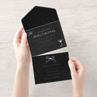 Gepersonaliseerde Black White Silver Holiday Party