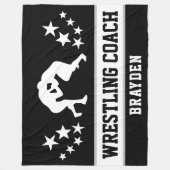 Gepersonaliseerde Black Wrestling Coach Naam Fleece Deken (Voorkant)