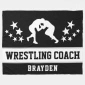 Gepersonaliseerde Black Wrestling Coach Naam Fleece Deken (Voorkant (Horizontaal))