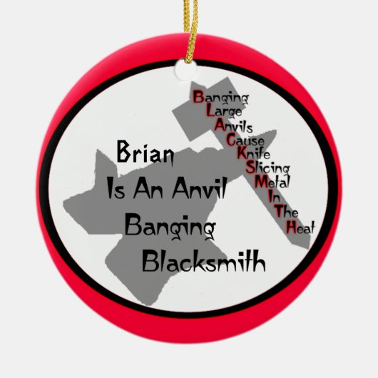 Gepersonaliseerde Blacksmith Keramisch Ornament (Voorkant)