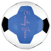 Gepersonaliseerde Blauw en Roze Script Naam Aangep Voetbal (Gedraaid)