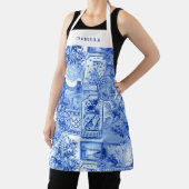 Gepersonaliseerde  Blauw en Wit Japonaiserie Schort (Insitu)