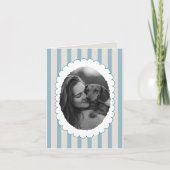 Gepersonaliseerde blauw gestreepte huisdier foto t bedankkaart (Voorkant)