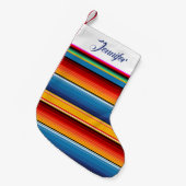 Gepersonaliseerde Blauw Goud Rood Mexicaanse Sarap Kleine Kerstsok (Voorkant (Hangend))