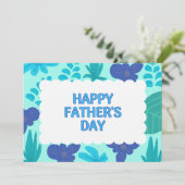 Gepersonaliseerde Blauw Groen Botanische Vaderdag Kaart (Staand voorkant)