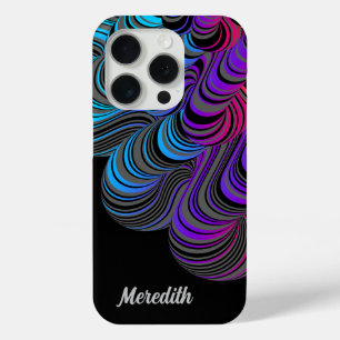 Gepersonaliseerde Blauw, Paarse, Roze op Zwart iPhone 15 Pro Case