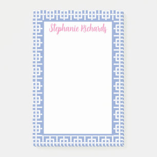 Gepersonaliseerde Blauw & Wit Griekse sleutel, Pre Post-it® Notes