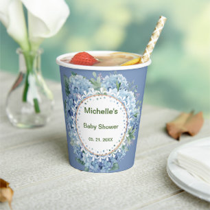 Gepersonaliseerde Blauw & Witte Bloemen Papieren C Bekers