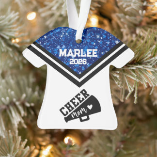 Gepersonaliseerde Blauw & Zwart Cheer Mom Ornament