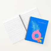 Gepersonaliseerde Blauwe Abstracte Botanische Mode Notitieboek (Binnen)