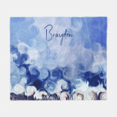 Gepersonaliseerde Blauwe Abstracte Cirkels Fleece  Deken (Voorkant (Horizontaal))