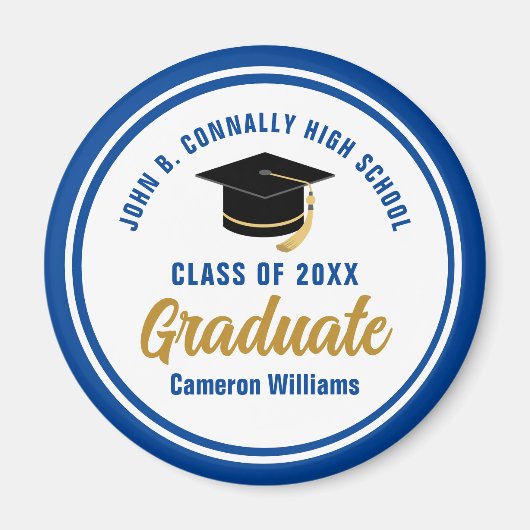 Gepersonaliseerde Blauwe Afstuderen 2025 Afstudeer Magneet (Voorkant)