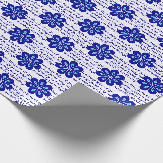 Gepersonaliseerde Blauwe Bloem Kwaad Oog Amulet Pa Cadeaupapier (Hoek)