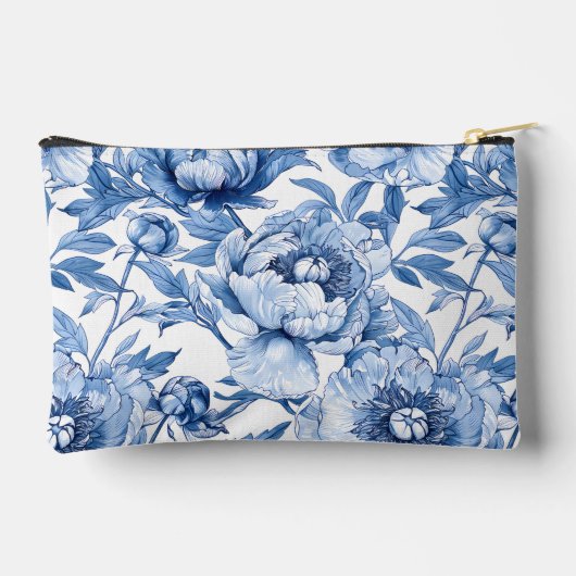 Gepersonaliseerde Blauwe Bloemen Reizen Bloem Make Etui (Achterkant)