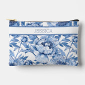 Gepersonaliseerde Blauwe Bloemen Reizen Bloem Make Etui (Voorkant)