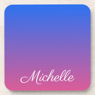 Gepersonaliseerde blauwe en roze ombre gradiënt bier onderzetter