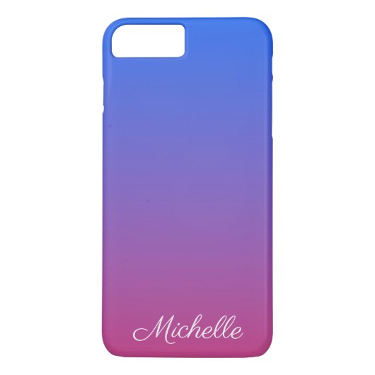 Gepersonaliseerde blauwe en roze ombre gradiënt Case-Mate iPhone case (Achterkant)