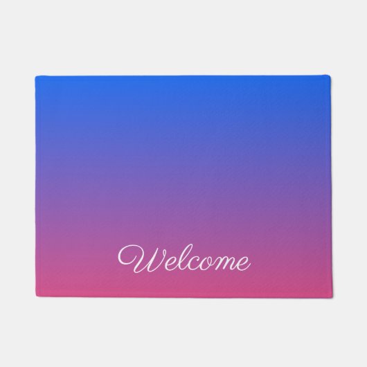 Gepersonaliseerde blauwe en roze ombre gradiënt deurmat (Voorkant)