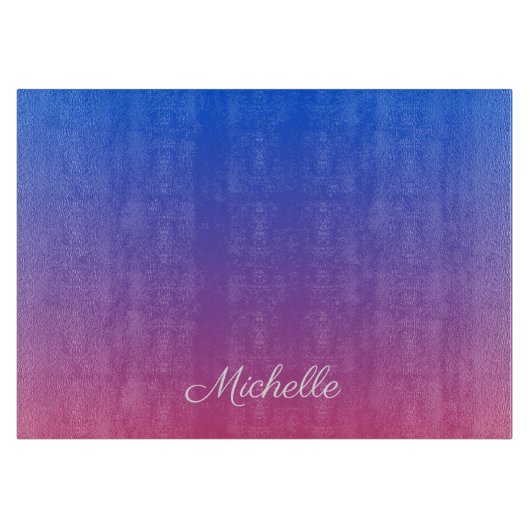 Gepersonaliseerde blauwe en roze ombre gradiënt snijplank (Voorkant)