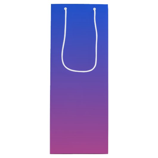 Gepersonaliseerde blauwe en roze ombre gradiënt wijn cadeautas (Voorkant)